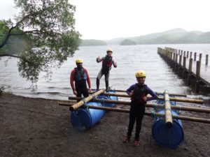 Family Raft Building on Coniston