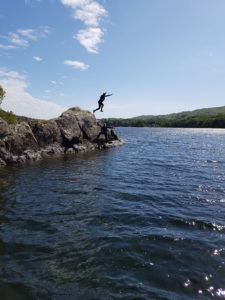 Jumping into Coniston Water